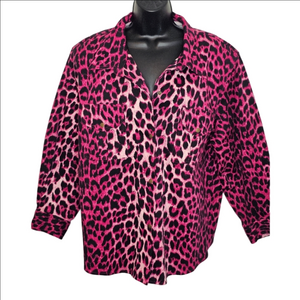 SUSAN GRAVER: Pink and Black Camo blazer jacket. Women's Size 2X